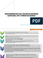 Procedimientos para Tramitar Registro Sanitario, Cpe y Código de Barras