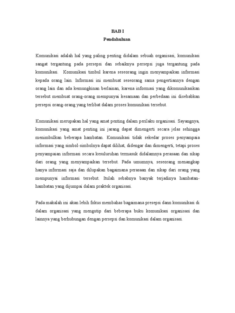 Makalah Persepsi Dan Komunikasi Dalam Organisasi