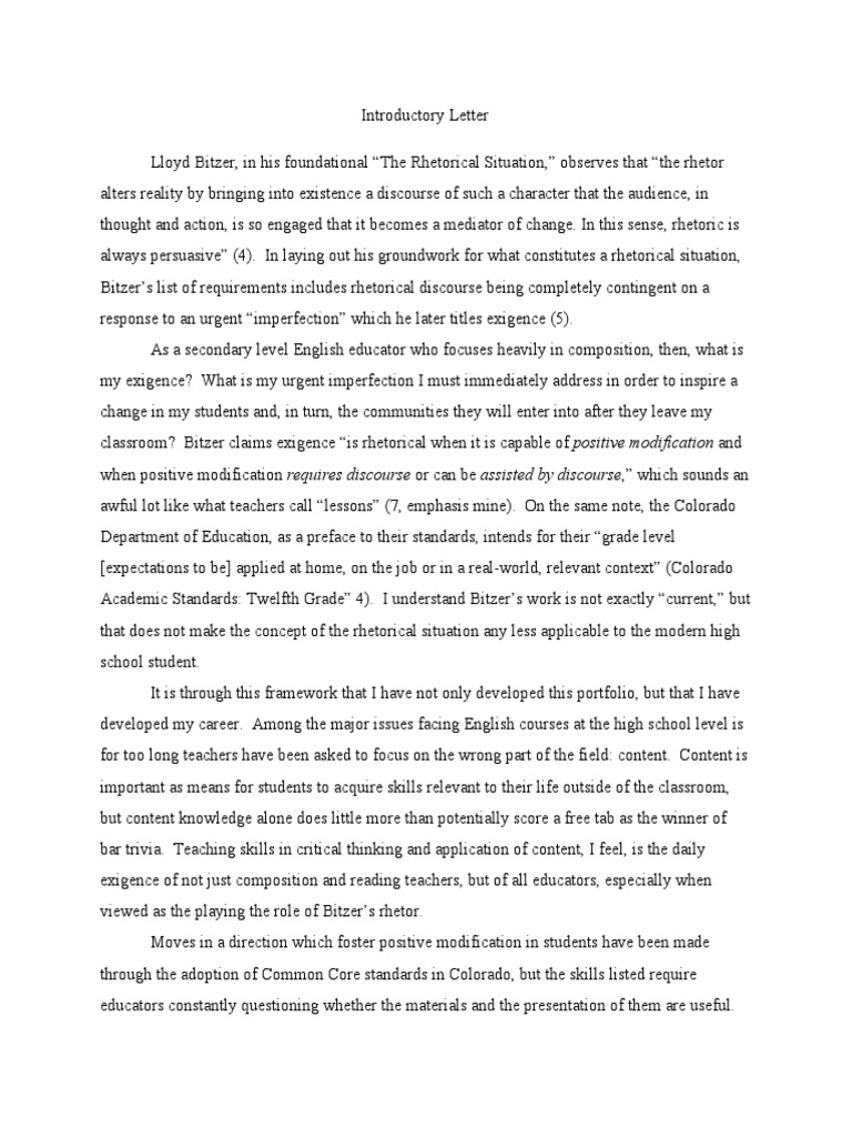 Introductoryletter | PDF | Rhetoric | Educational Assessment