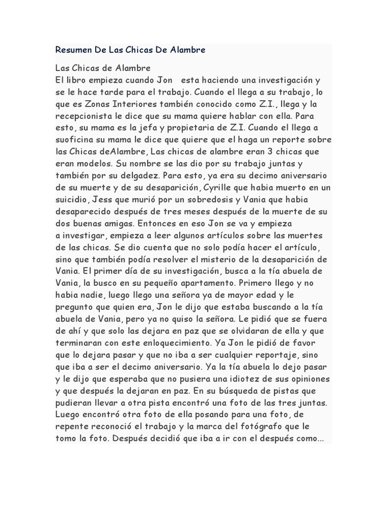 Resumen de Las Chicas de Alambre