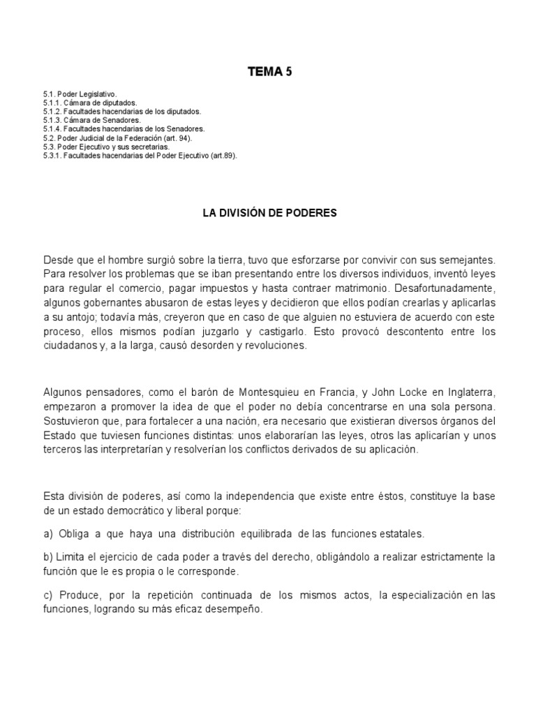 División de Poderes en México: Estructura y Funciones | PDF | Estado ...