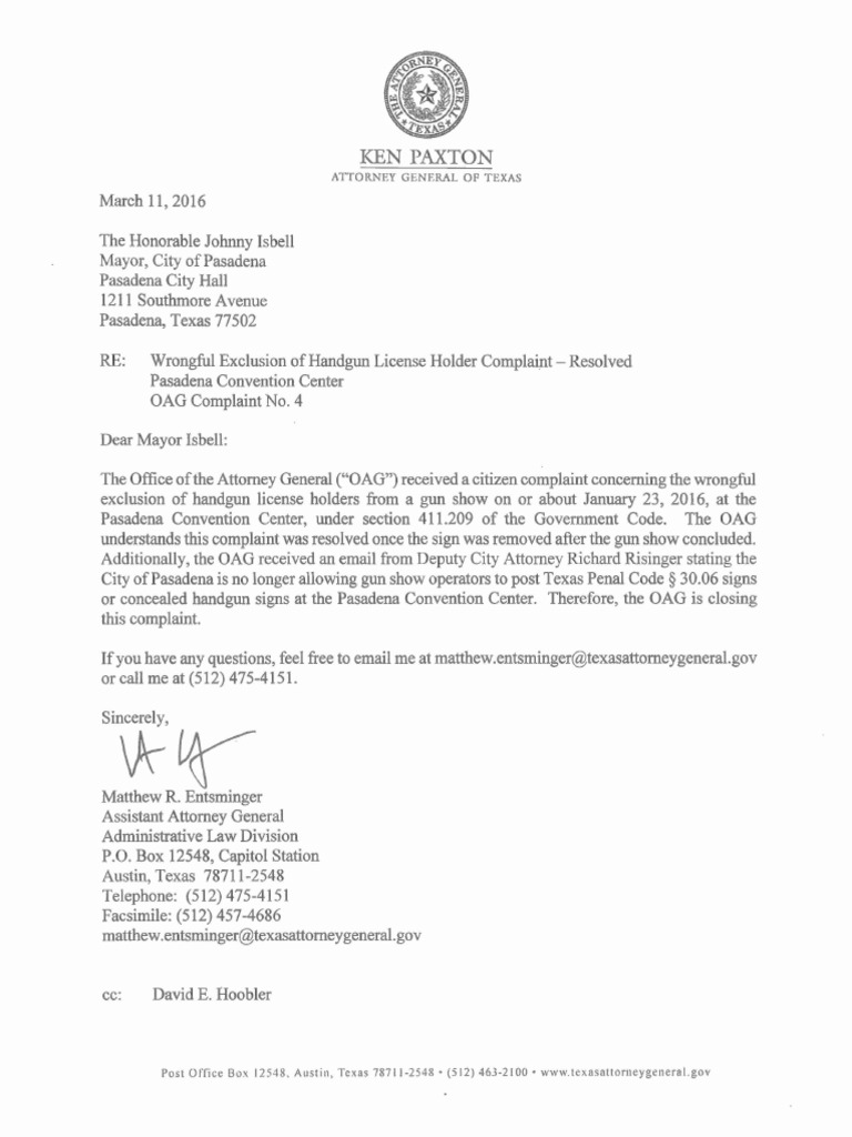 Texas OAG 2016 03 11 Pasadena Convention Center PDF
