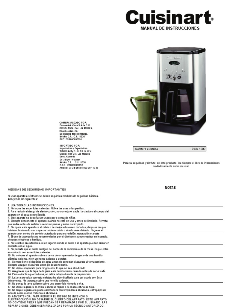 Manual Cafetera café Descarga eléctrica