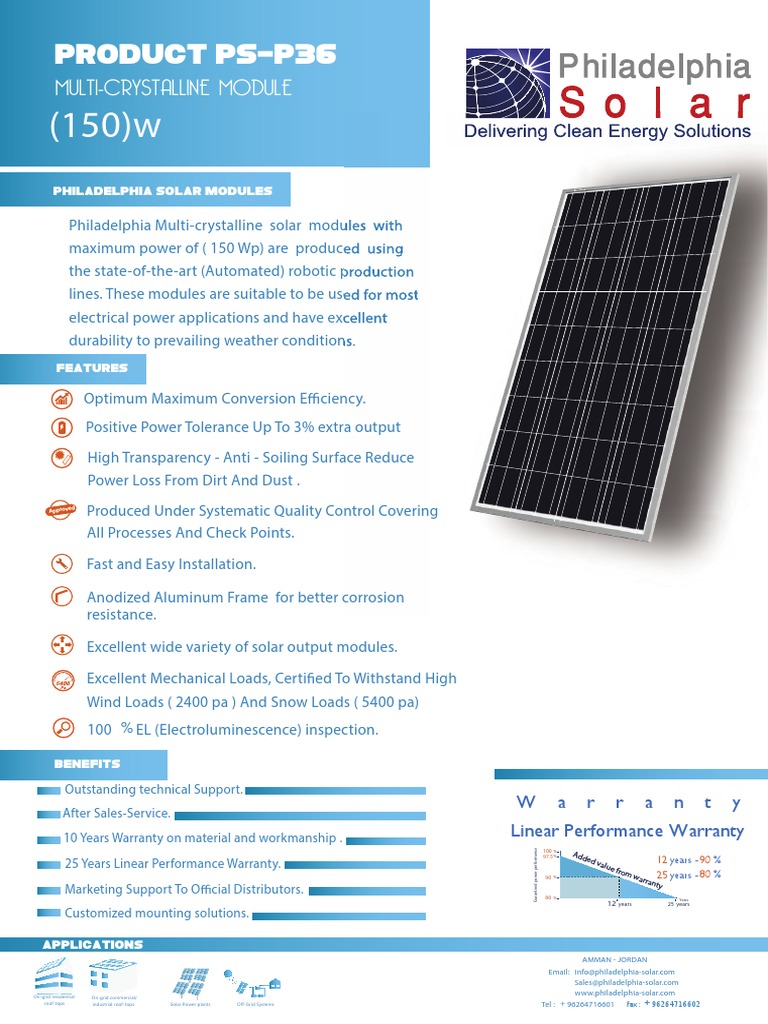 Product PS-p36: Multi-Crystalline Module | PDF | Solar Panel ...