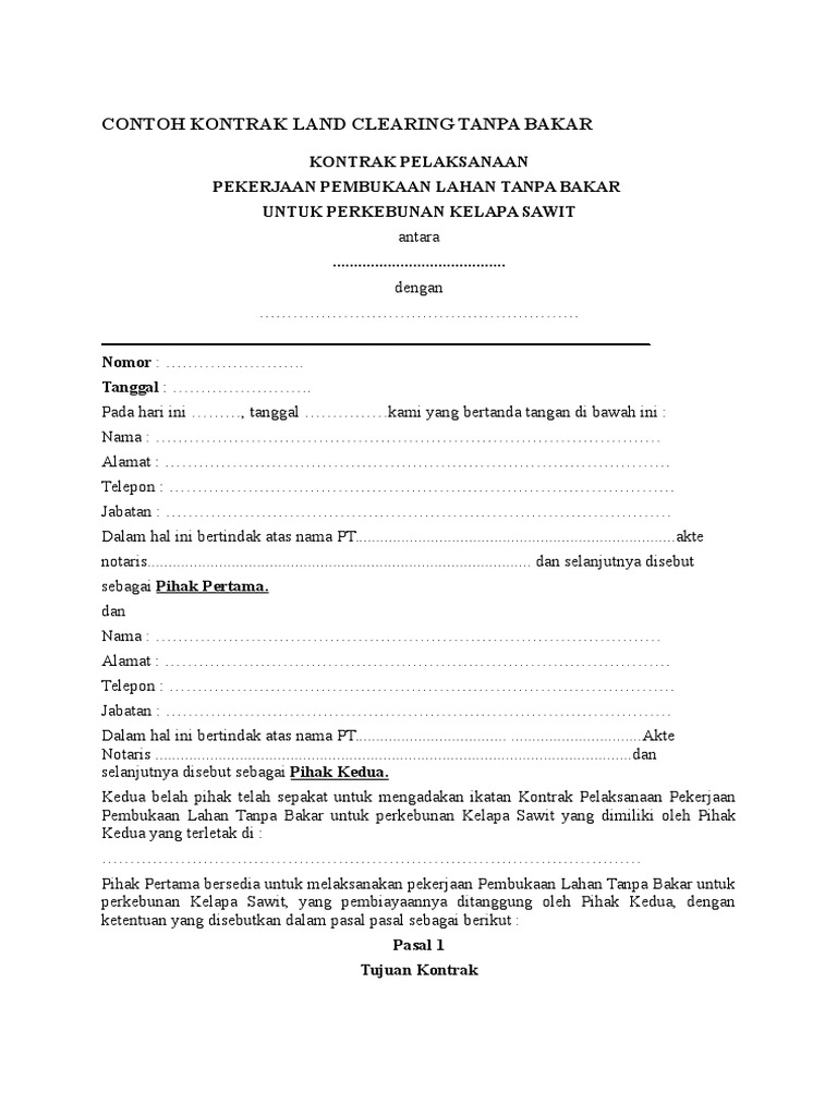 Contoh rab land clearing llc