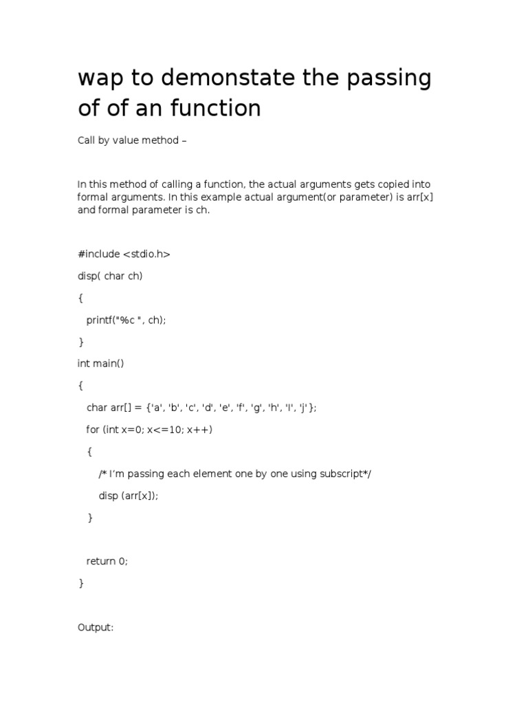 Function Passing in C: Value vs Reference | PDF