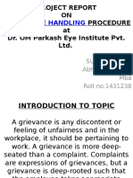 PROJECT REPORT On Grievances Handling