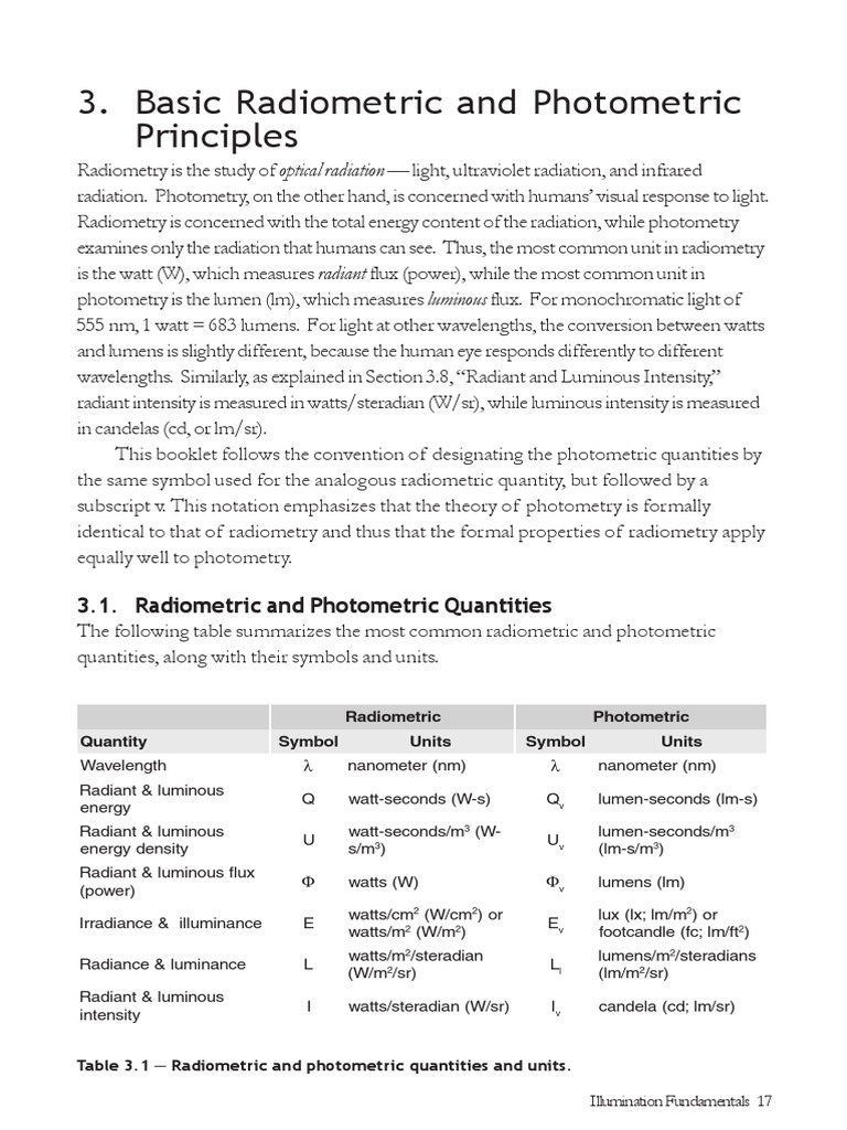 Radiometric and Photometric Units Explained | PDF | Electromagnetic ...