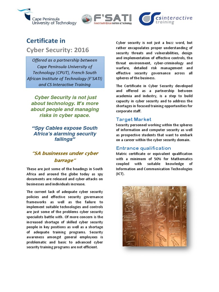 Certificate in Cyber Security Feb 2016 | PDF | Computer Security | Security
