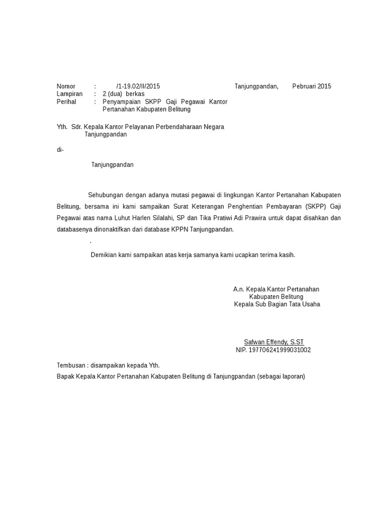 Surat Pengantar Skpp