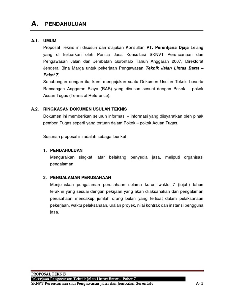 Konsultan Supervisi Jalan Dan Jembatan Lina Pdf