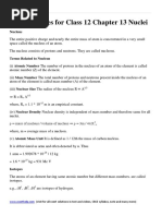 Physics Notes For Class 12 Chapter 13 Nuclei All Formula Download Cbse Board