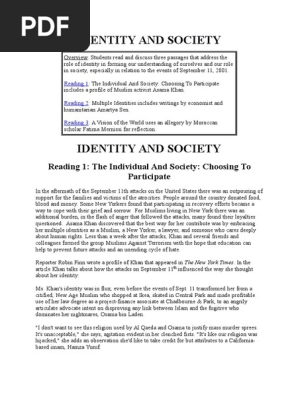 Identity and Society