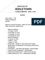 Agenda For April 5 Middletown Borough Council Meeting