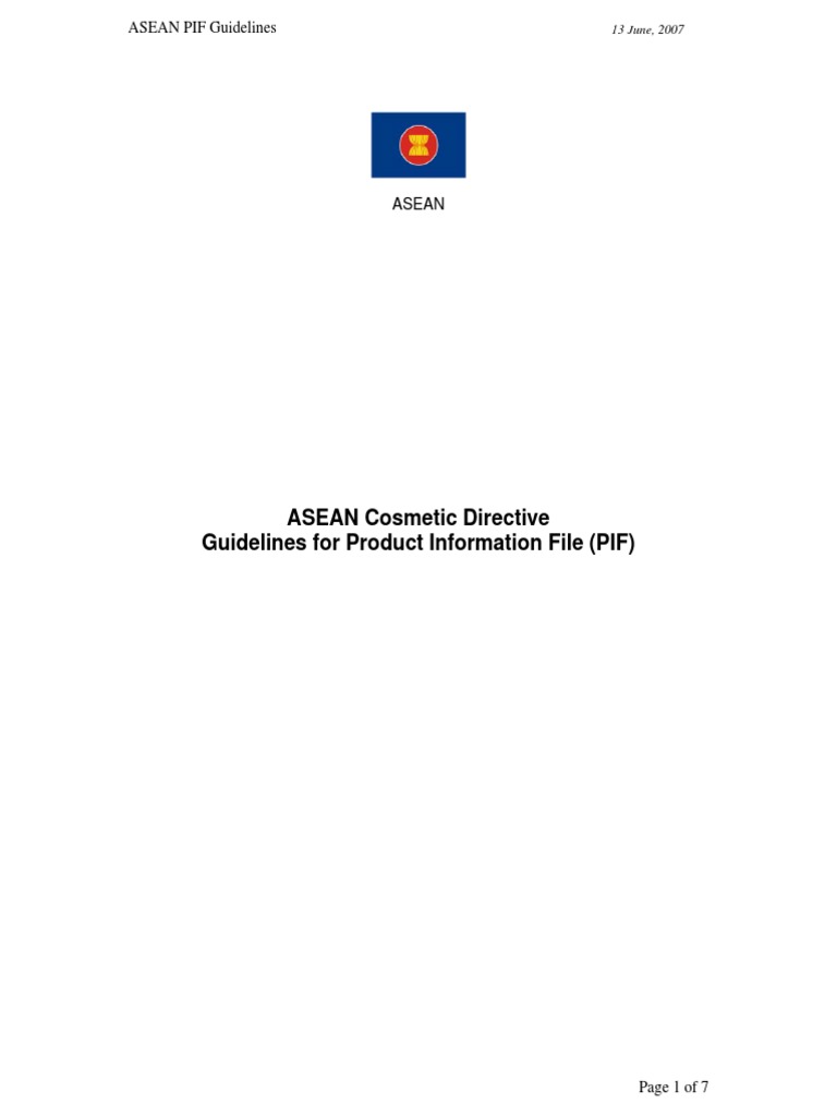 ASEAN Guidelines for Cosmetic PIF | PDF | Cosmetics | Audit