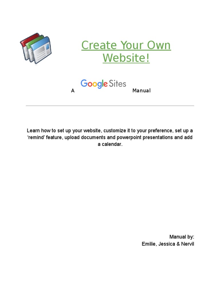 Google Sites Setup Guide | PDF | Websites | Google