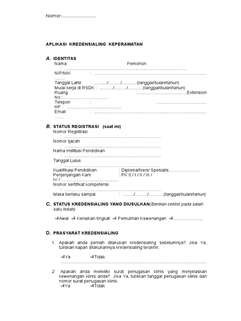 Form Kredensial Perawat