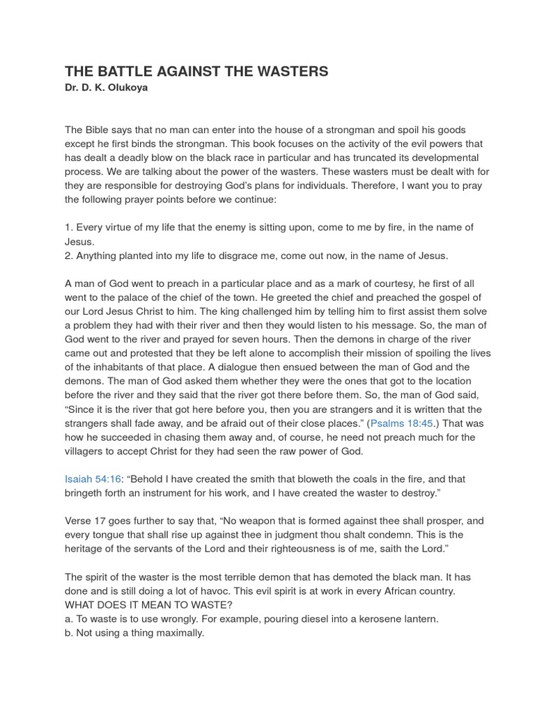 The Battle Against The Wasters PDF Lust Idolatry