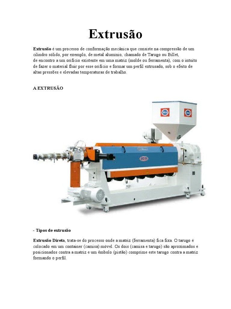 03- Processo de Extrusão | PDF | Extrusão | Química