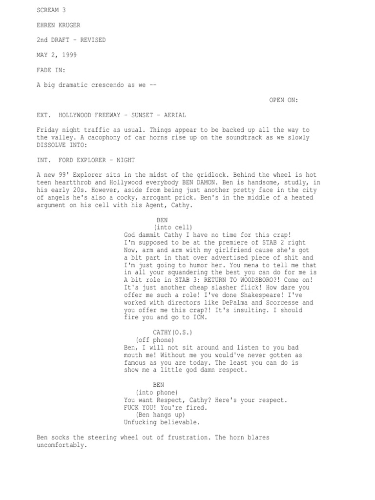 Scream 3 - Early Draft | PDF | Leisure