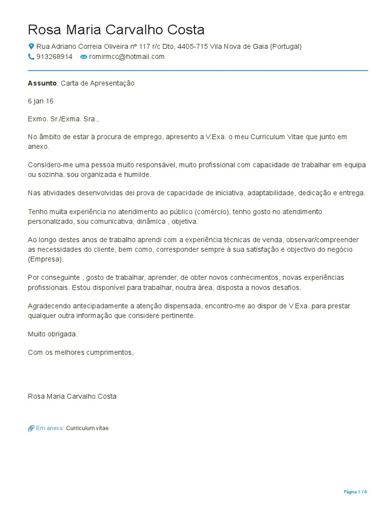 Cv Europass Carta De Apresentacao 1 Portugal Marketing