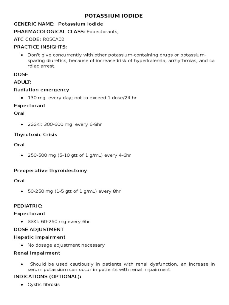 Potassium Iodide PDF Thyroid Hyperthyroidism