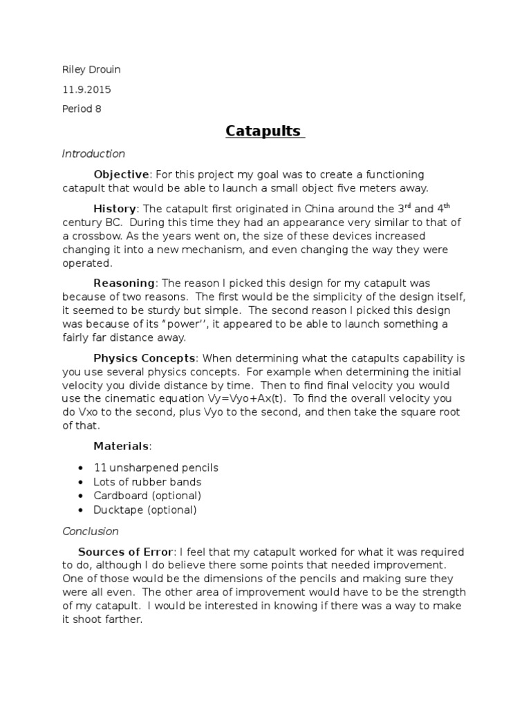 Catapults | PDF | Time | Physics