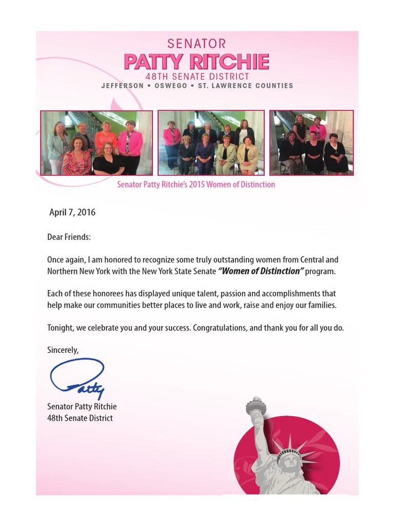 Senator Patty Ritchie 2016 Women of Distinction | PDF | Audiology ...