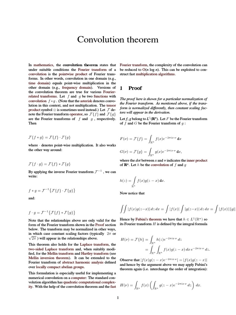 Convolution Theorem | PDF | Convolution | Fourier Transform