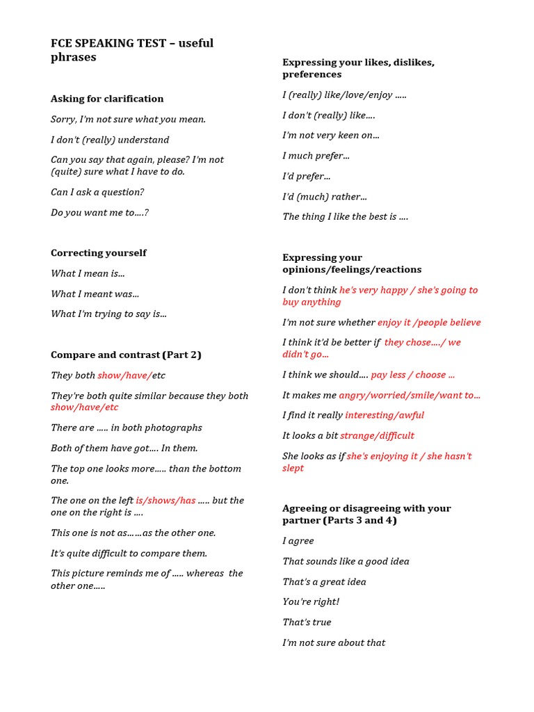 Fce Speaking Part 3 Useful Phrases Pdf