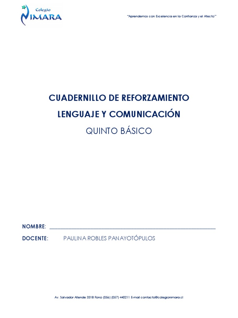 Guia Lenguaje 5to Basico | PDF | Artes del Lenguaje y Comunicación ...