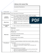 Culinary Arts Lesson Plan: Lesson Title Grade Level Subject Area/course Length of Lesson