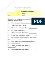 Possessive Pronoun Exercise