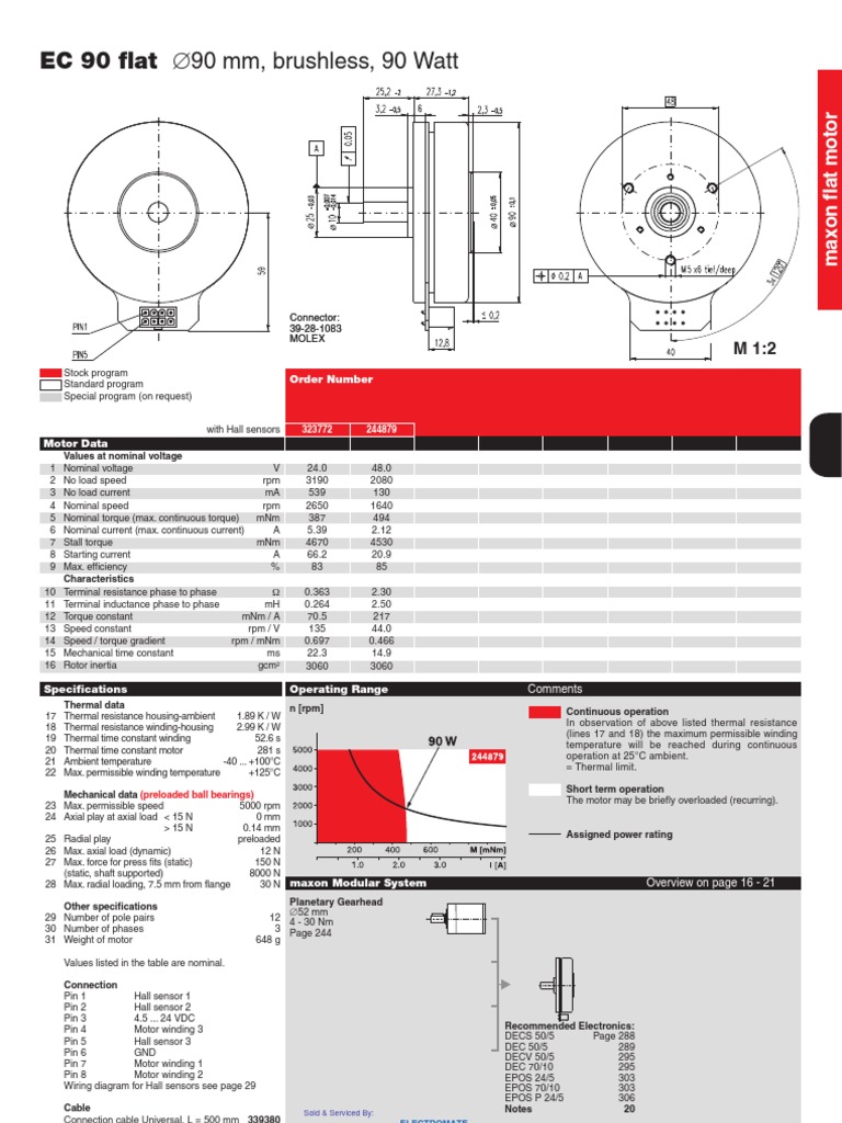 Maxon EC 90 Flat Motor Specifications | PDF | Electrical Equipment ...