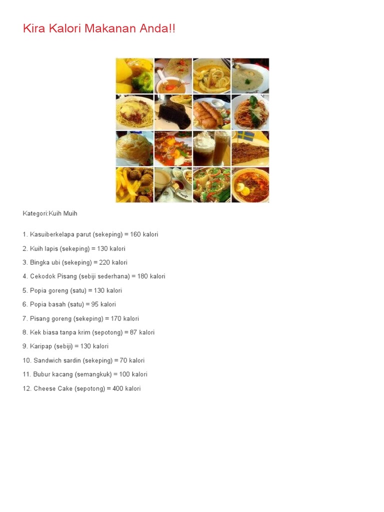 Kira Kalori Makanan Anda Pdf