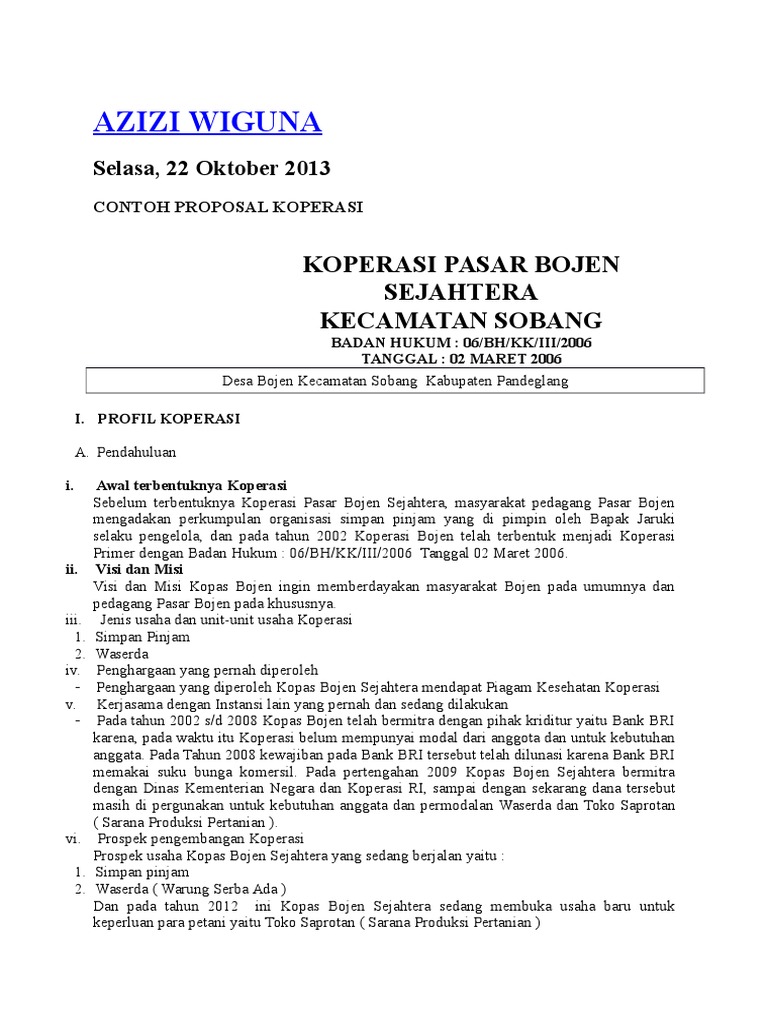 Contoh Proposal Koperasi