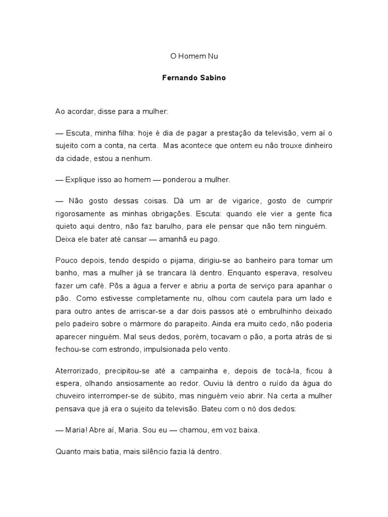 O Homem Nu: Crônica de Fernando Sabino | PDF