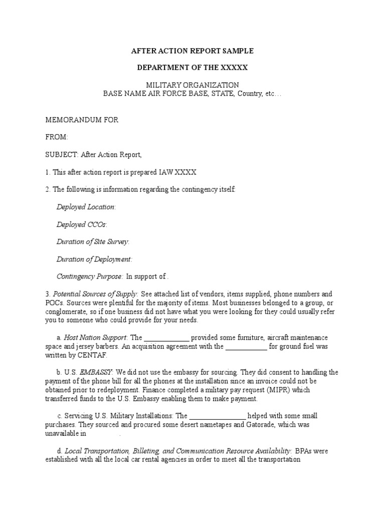 Military After Action Report Template | PDF | Workweek And Weekend | Toilet