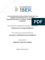 Plan de Negocios para Poner en Marcha Una Empresa de Servicios Call Center