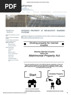 Legal Information About Matrimonial Property in Alberta
