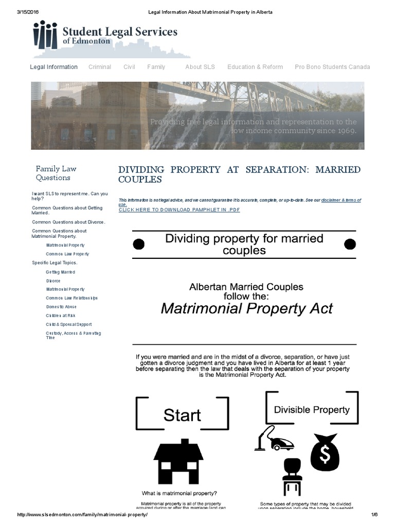 Legal Information About Matrimonial Property in Alberta PDF