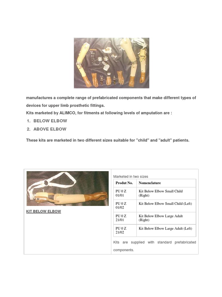 Prosthetic Kits for Upper Limb Amputation | PDF