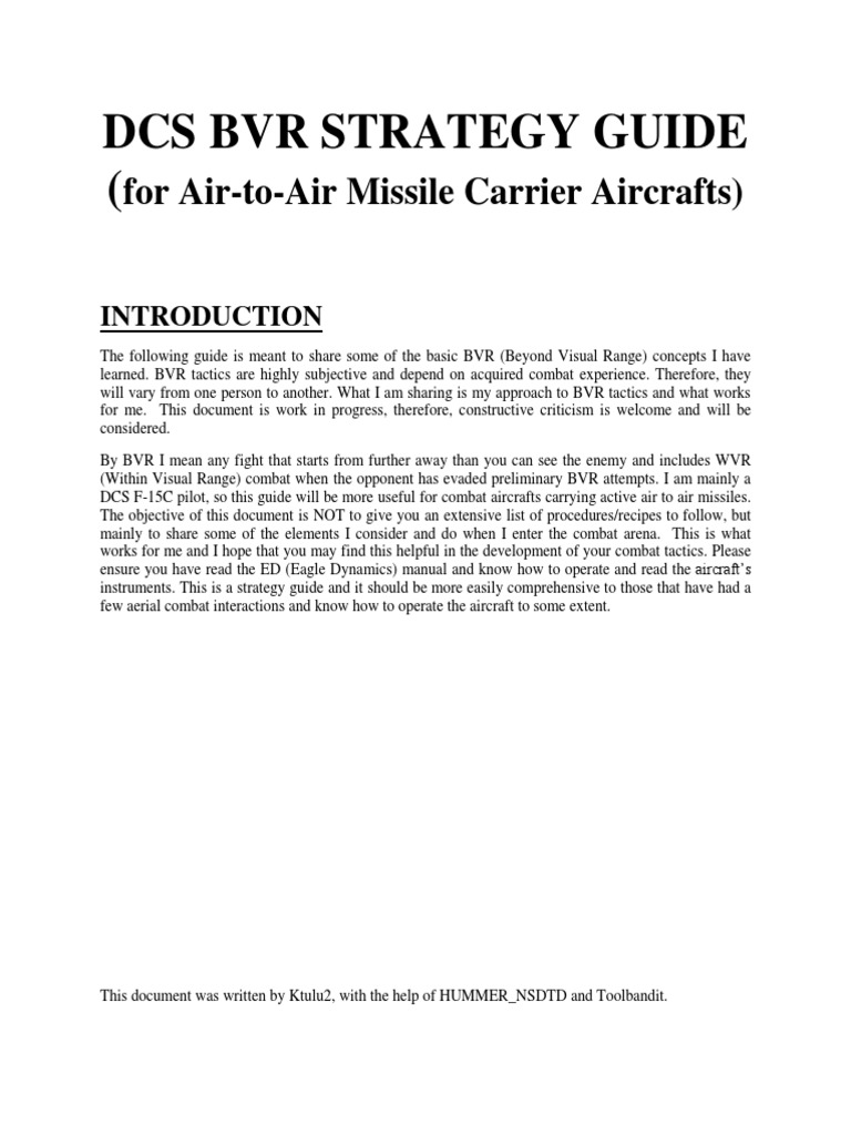 Dcs BVR Strategy Guide-Final | PDF | Missile | Radar
