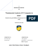 "Fundamental Analysis of IT Companies in India": A Dissertation Report ON