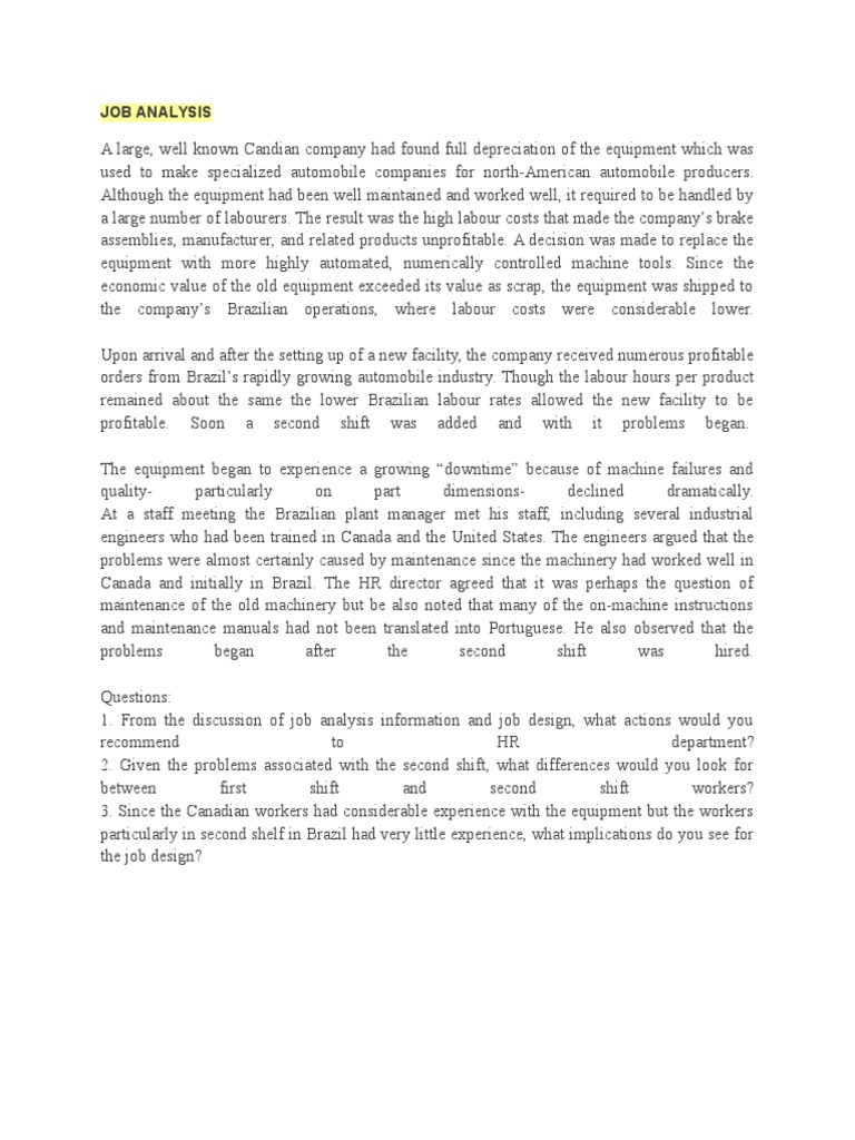 Job Analysis and Automation Challenges | PDF