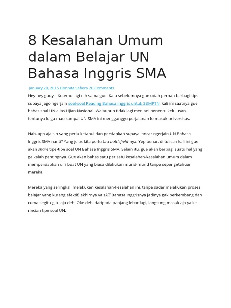 Bahasa Inggris Nya Belajar Dari Kesalahan - Pintar Bahasa  