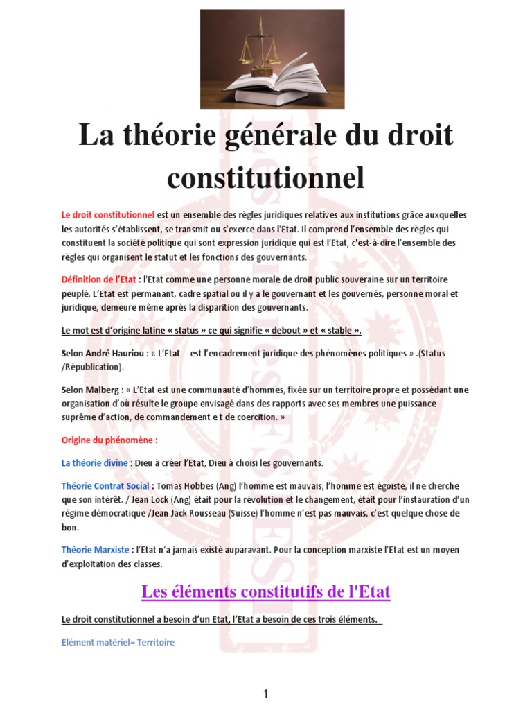 S2  La Théorie Générale Du Droit Constitutionnel FSJEST  Constitution