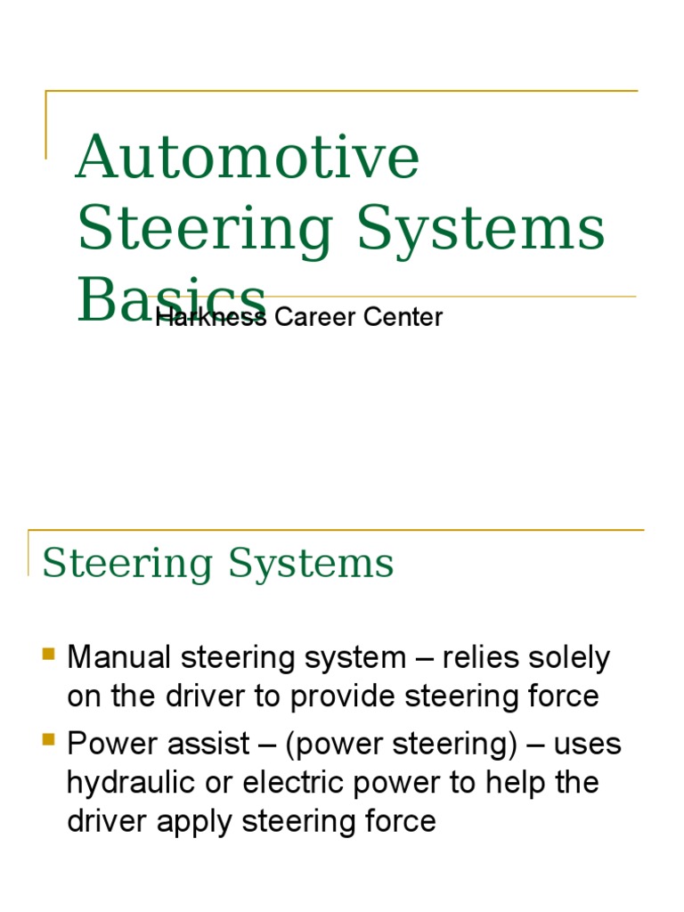 Overview of Automotive Steering Systems | PDF | Steering | Gear