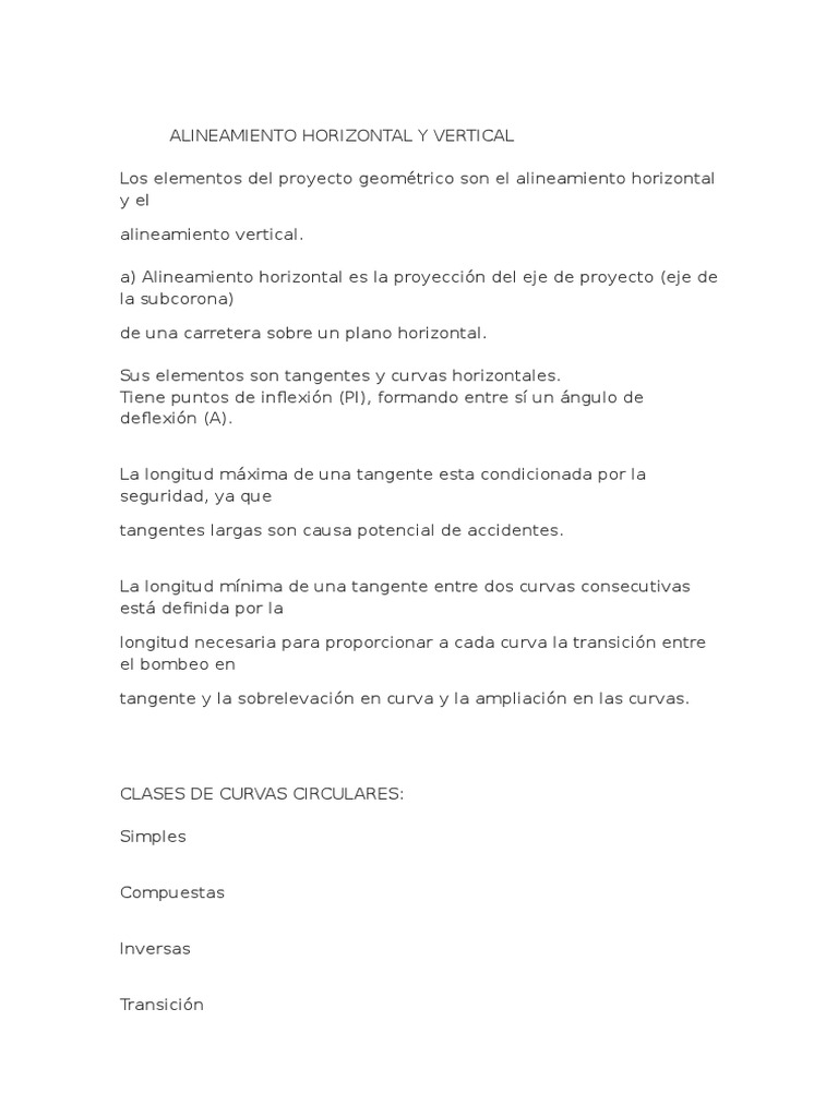 Alineamiento Horizontal y Vertical Curva Tangente