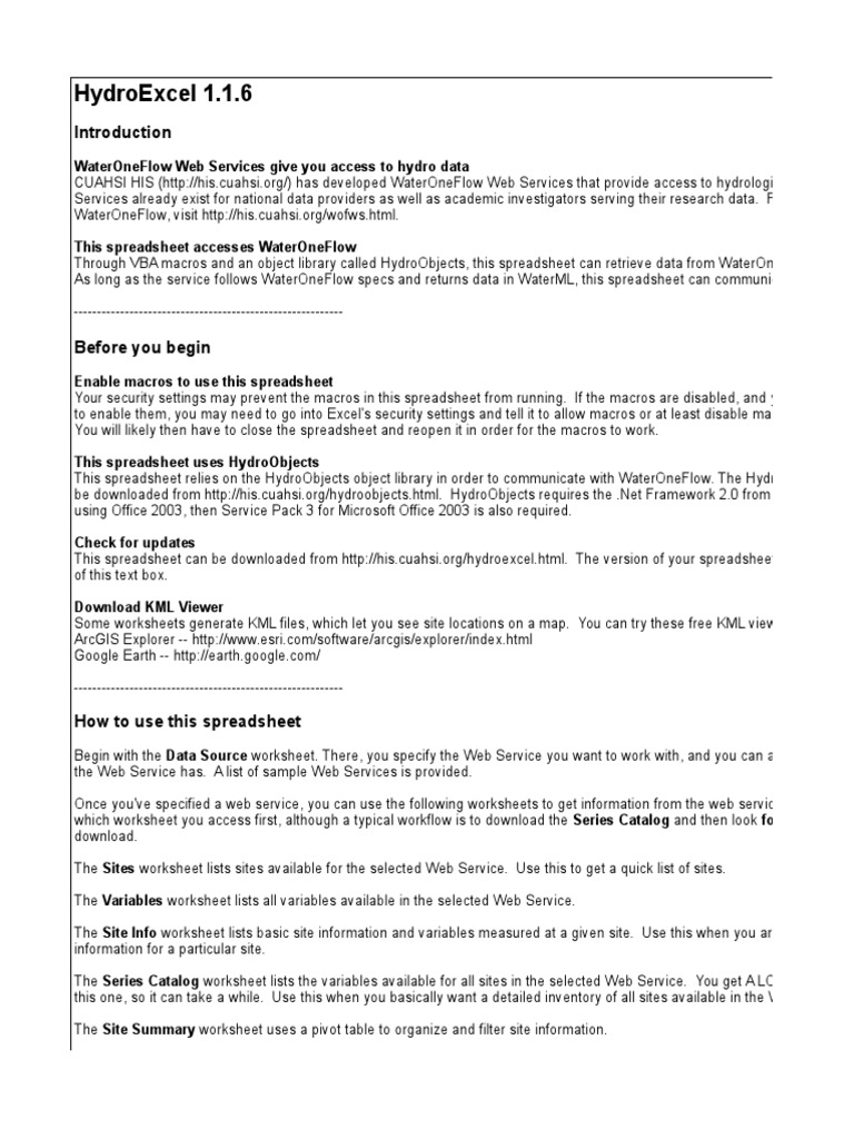 Hydro Excel 116 | PDF | Microsoft Excel | Spreadsheet